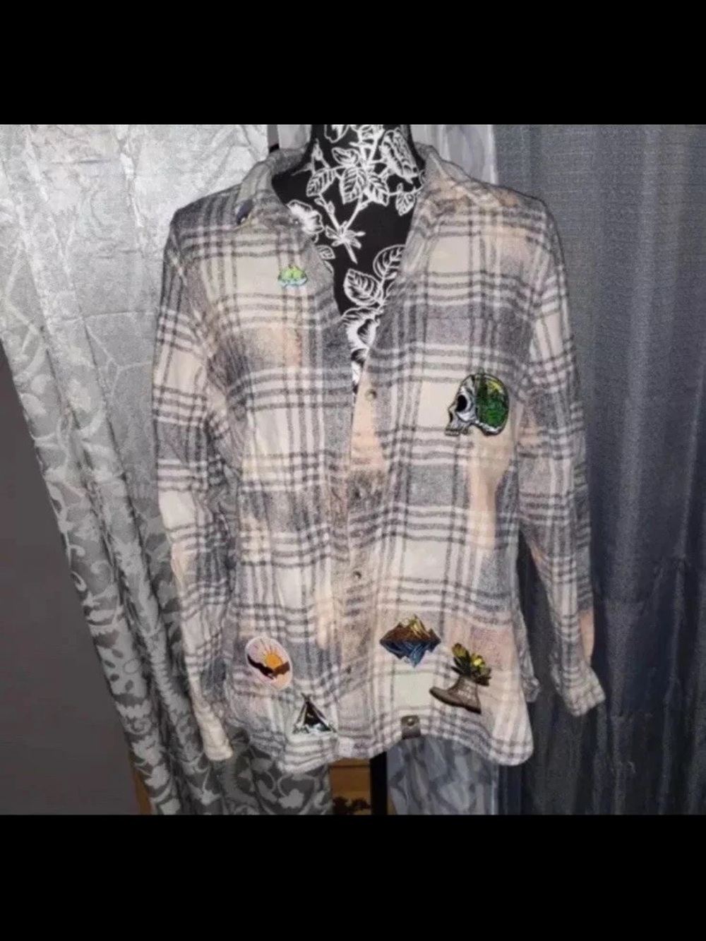 Oversized American Eagle Destroyed Upcycled perfect camping Flannel Size XL